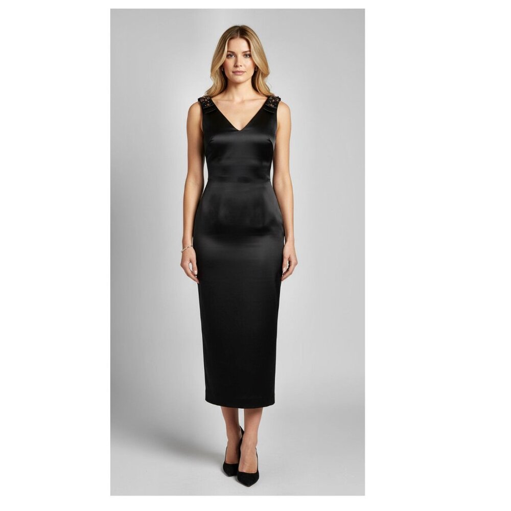 TED BAKER BELLIAH Bow Shoulder Body Con Dress, Black Size Ted 1 (0-2) XS